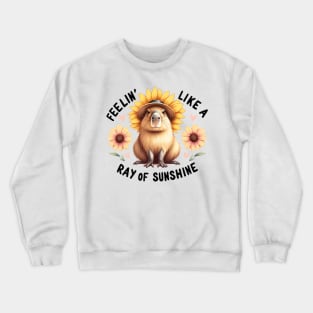 Feelin' Like a Ray of Sunshine Sunflower Capybara Crewneck Sweatshirt